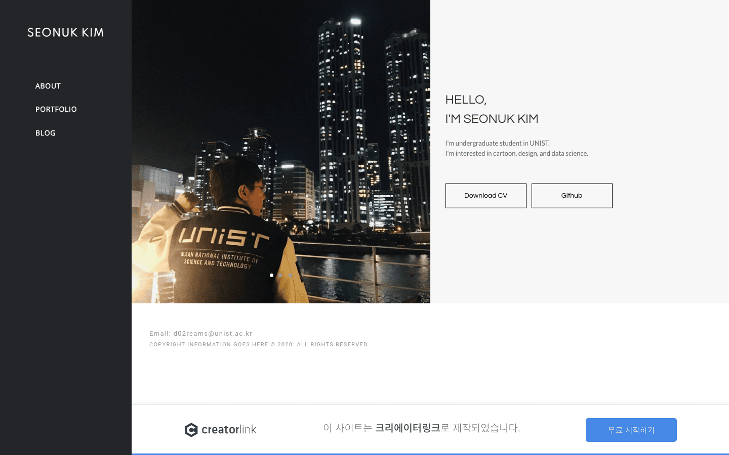 Creatorlink personal website screenshot