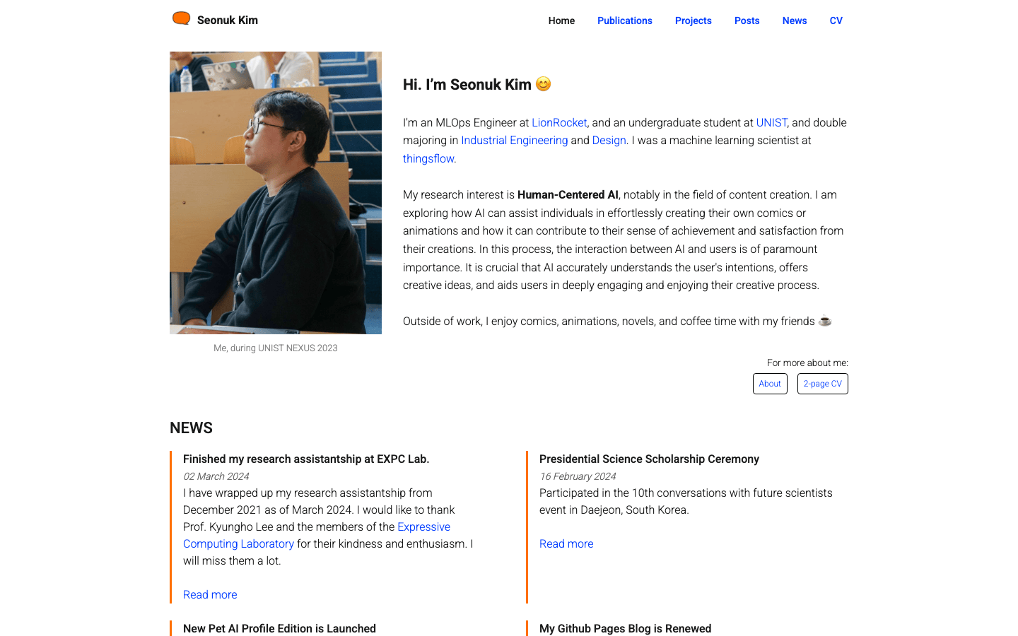 GitHub Pages website screenshot