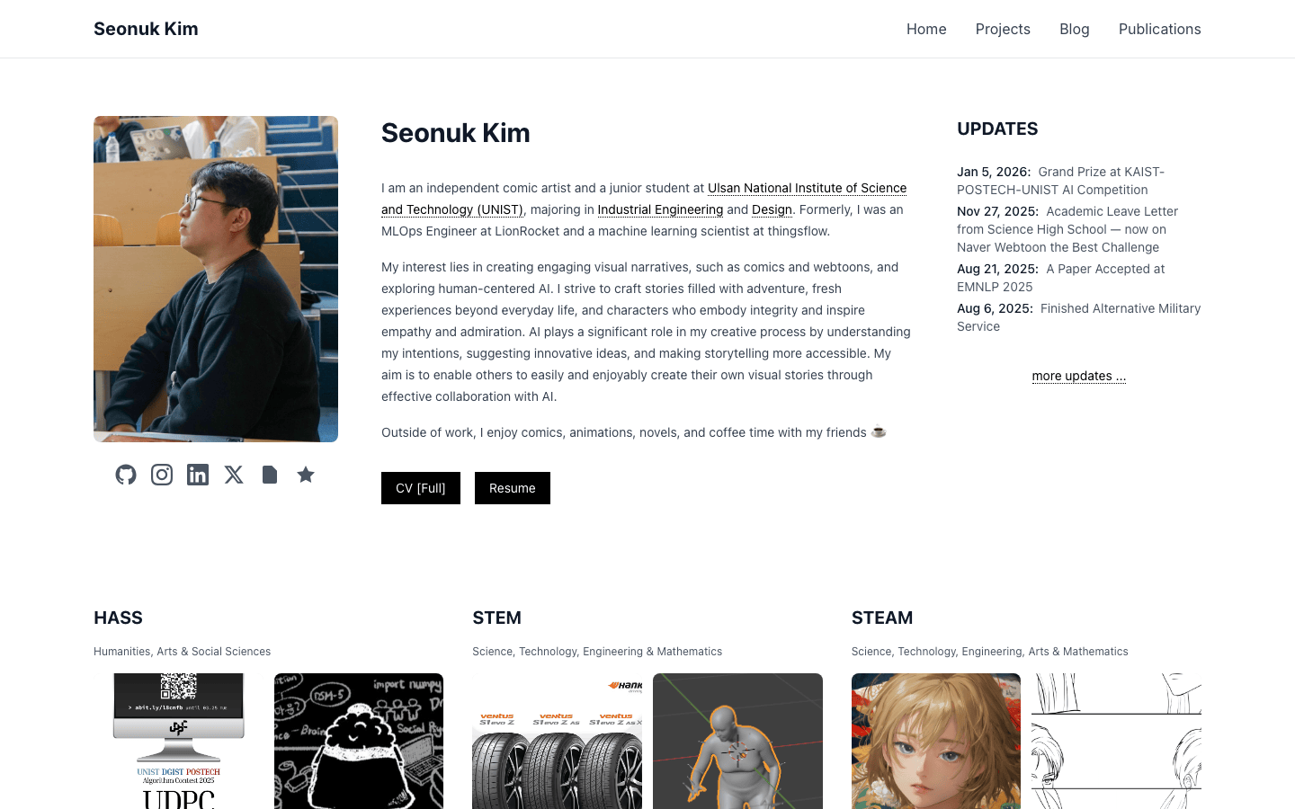 seonukkim.com website screenshot
